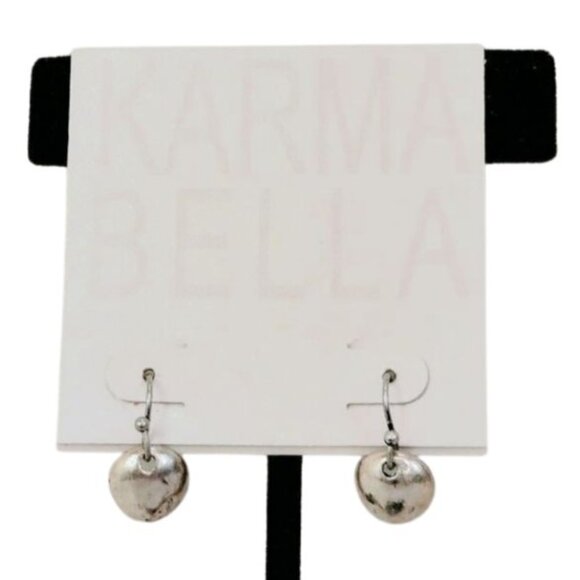 Sleek Karma Bella Dangling Disc 3/4" Charm Silver Tone Drop Earrings JW1527 - Picture 2 of 5